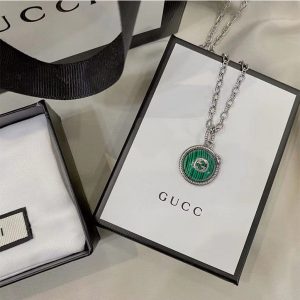 Replica Designer Gucci Double G Spirit Snake Animal Green Resin Necklace