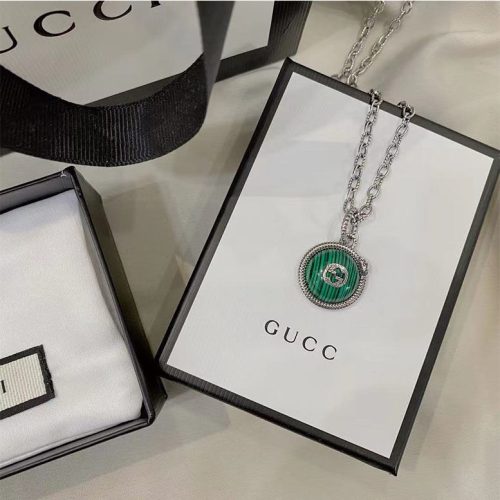 Replica Designer Gucci Double G Spirit Snake Animal Green Resin Necklace