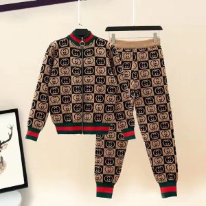 Replica Designer Gucci Fashion Check Letter Color Matching Two-Piece Set