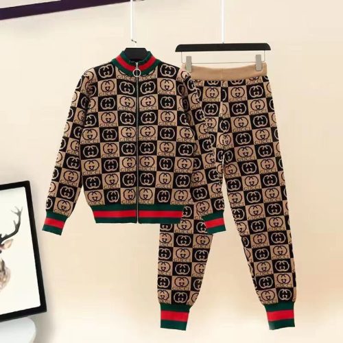 Replica Designer Gucci Fashion Check Letter Color Matching Two-Piece Set