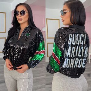 Replica Designer Gucci Fashion Long Sleeve Sequined Jacket