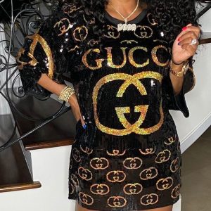 Replica Designer Gucci Fashion Sequined Oversized Dress