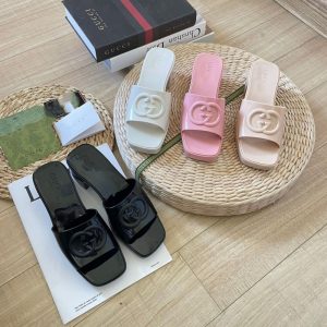 Replica Designer Gucci Fashion Solid Color Heeled Slippers