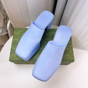 Replica Designer Gucci Fashion Solid Heeled Mules