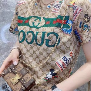 Replica Designer Gucci Fashion Women Printing Short Sleeve T-Shirt