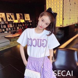 Replica Designer Gucci Fashion Women Short-Sleeved T-Shirt And Jacquard Letter All-Match Shorts 2pcs Set