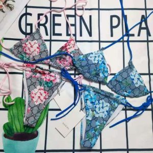 Replica Designer Gucci Flower Print Beach Bikini 2pcs Set
