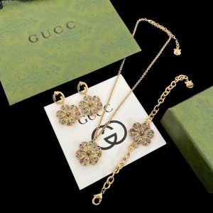Replica Designer Gucci Flower Retro Necklace Bracelet Earrings