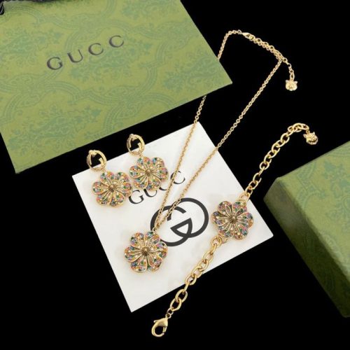 Replica Designer Gucci Flower Retro Necklace Bracelet Earrings