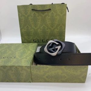 Replica Designer Gucci G Leather Smooth Buckle Belt