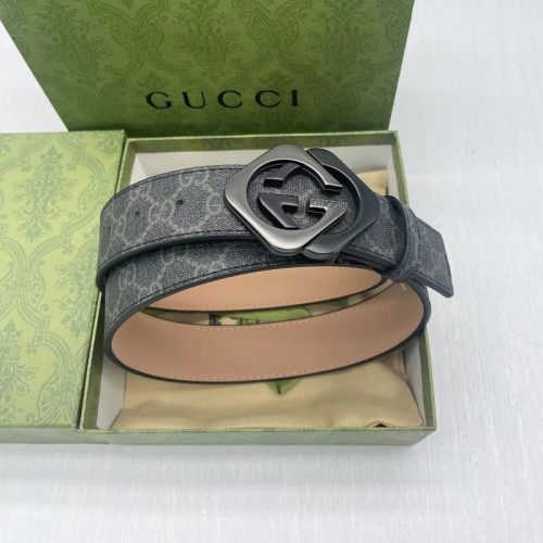 Replica Designer Gucci G Leather Smooth Buckle Belt