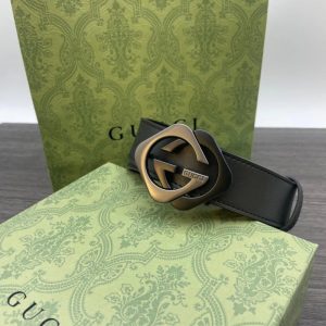 Replica Designer Gucci G Leather Smooth Buckle Belt