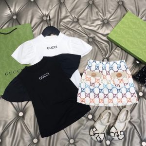Replica Designer Gucci Girls Baby Skirt Short Sleeve Two Piece Set