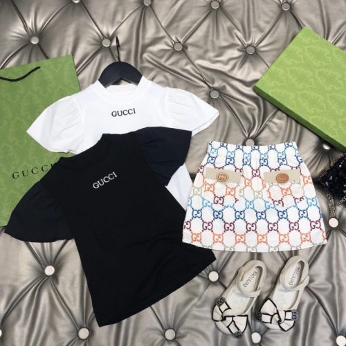 Replica Designer Gucci Girls Baby Skirt Short Sleeve Two Piece Set