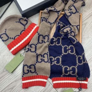 Replica Designer Gucci Hat + Scarf Set
