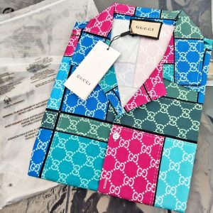 Replica Designer Gucci Irregular Patternfull Print Beach Vacation Thin Loose Short-Sleeved Flower Shirt