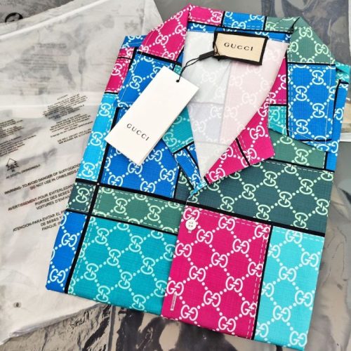 Replica Designer Gucci Irregular Patternfull Print Beach Vacation Thin Loose Short-Sleeved Flower Shirt