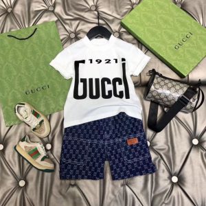 Replica Designer Gucci Kid Boy G Letter Printing Short-Sleeved T-Shirts And Shorts 2pcs Set