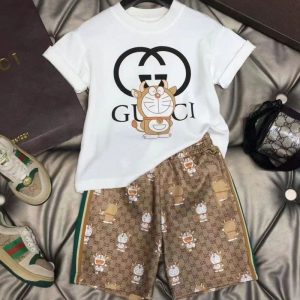 Replica Designer Gucci Kid Girl Boy Short-Sleeved Letter Printing T-Shirt And Shorts Set