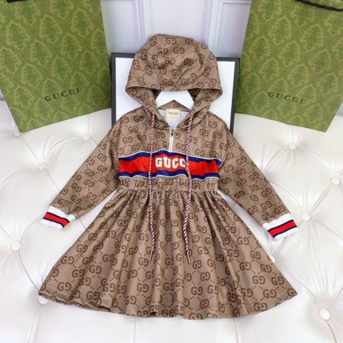 Replica Designer Gucci Kid Girl Hooded Long-Sleeved Hoodie Dress