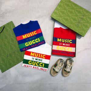 Replica Designer Gucci Kids Boys Girls Letter Print Short-Sleeved T-shirts
