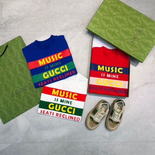 Replica Designer Gucci Kids Boys Girls Letter Print Short-Sleeved T-shirts