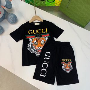 Replica Designer Gucci Kids Boys Girls Tiger Print Short-Sleeved T-Shirts And Shorts 2pcs Set