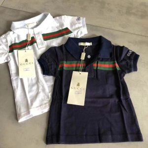 Replica Designer Gucci Kids Boys Letter Printing Fashion Short-Sleeved Polo Shirt
