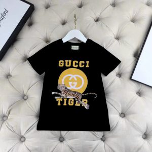 Replica Designer Gucci Kids Girls Boys Letter Print Short Sleeve T-Shirt