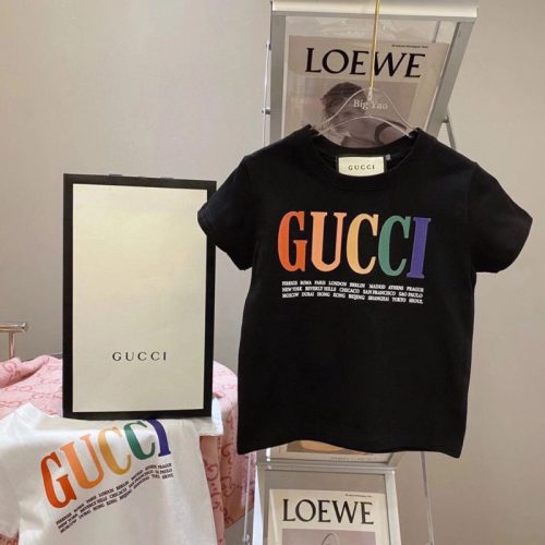 Replica Designer Gucci Kids Girls Boys Letter Print Short Sleeve T-Shirt
