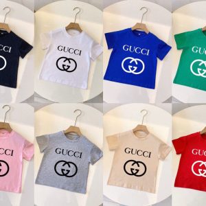 Replica Designer Gucci Kids Girls Boys Letter Short Sleeve T-Shirt
