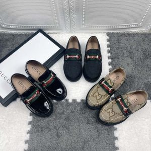 Replica Designer Gucci Kids Leather Fashion Loafers