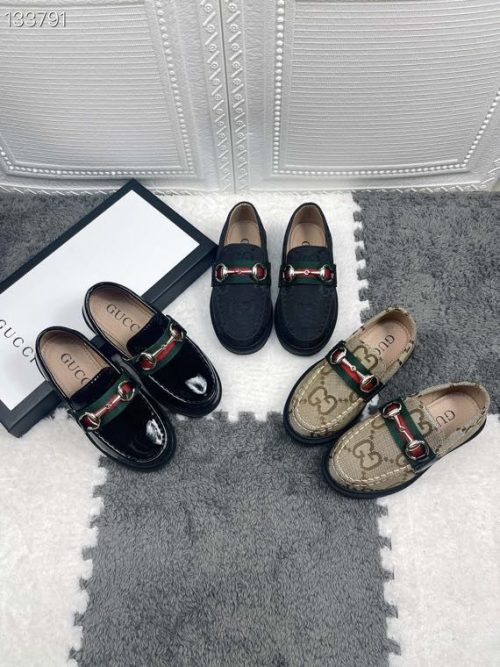 Replica Designer Gucci Kids Leather Fashion Loafers