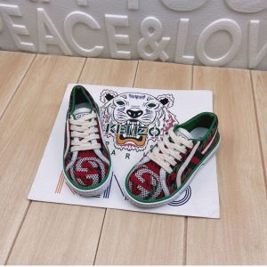 Replica Designer Gucci Kids Printed Canvas Breathable Non-Slip Soft Sole Sneakers