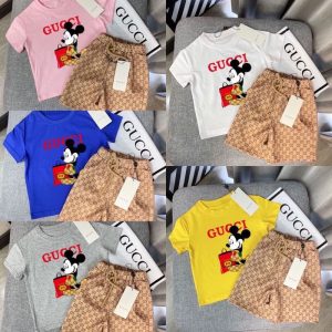 Replica Designer Gucci Kids Short Sleeves T-Shirt And Shorts Two-Piece Set