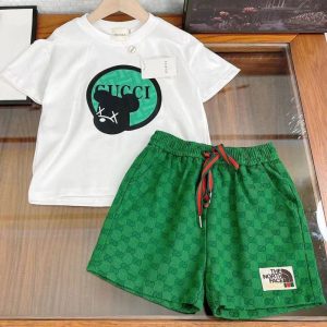 Replica Designer Gucci Kids Short Sleeves T-Shirt And Shorts Two-Piece Set