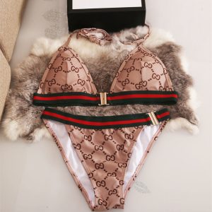 Replica Designer Gucci Lace Metal Buckle Decoration Sexy Bikini 2-Piece Set