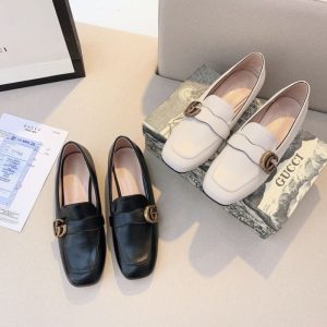 Replica Designer Gucci Leather Retro Flat