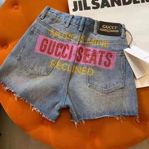 Replica Designer Gucci Letter Blue Denim Shorts