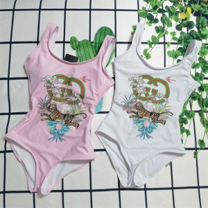 Replica Designer Gucci Letter G Bikini Tiger Print One-Piece Bikini Swimsuit
