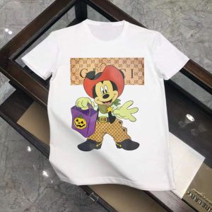 Replica Designer Gucci Letter Mickey Mouse Print Short-Sleeved T-Shirt
