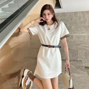 Replica Designer Gucci Letter Pattern Short-Sleeved Dress