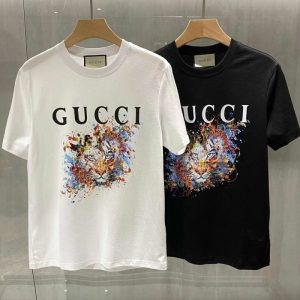 Replica Designer Gucci Letter Tiger Print Short-Sleeved T-Shirt