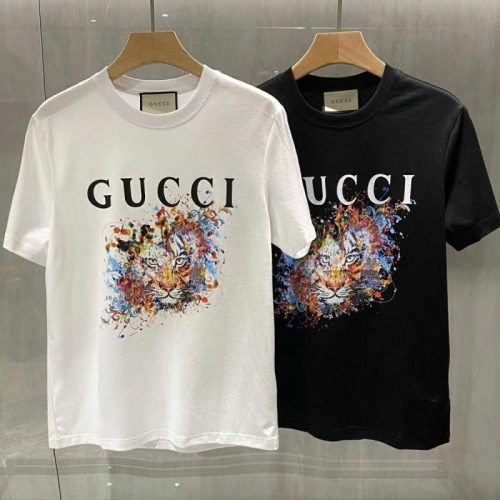 Replica Designer Gucci Letter Tiger Print Short-Sleeved T-Shirt