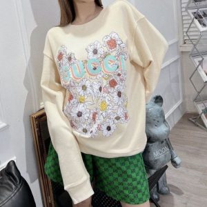 Replica Designer Gucci Long-Sleeved Floral Print Sweatshirt