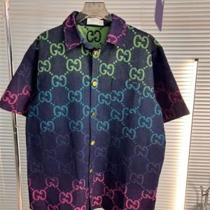 Replica Designer Gucci Men Casual Ombre Short Sleeve Shirt