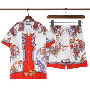 Replica Designer Gucci Men Casual Short Sleeve Shorts Two-Piece Set