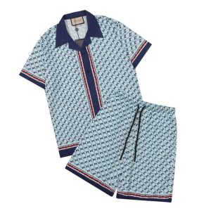 Replica Designer Gucci Men Casual Short-Sleeved Shorts Two-Piece Set