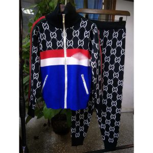 Replica Designer Gucci Men Women Casual Letter Jacket And Pants 2pcs Set
