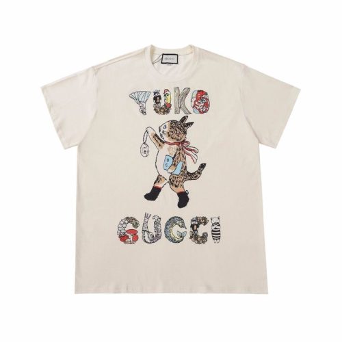 Replica Designer Gucci Men Women Fun Cat Short-Sleeved T-Shirt
